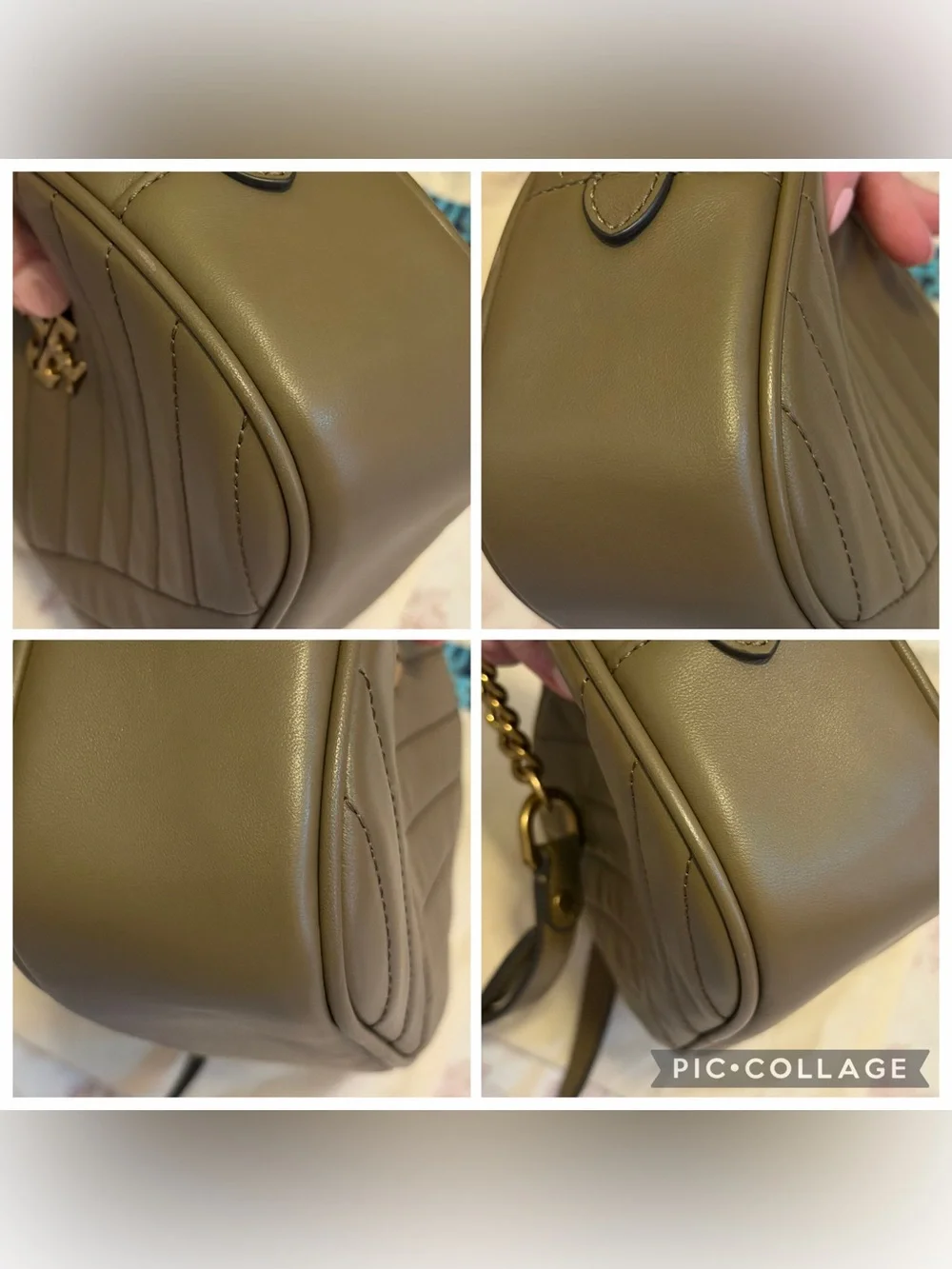 Tory Burch Kira Chevron Small Camera Bag in the color “Sandpiper”